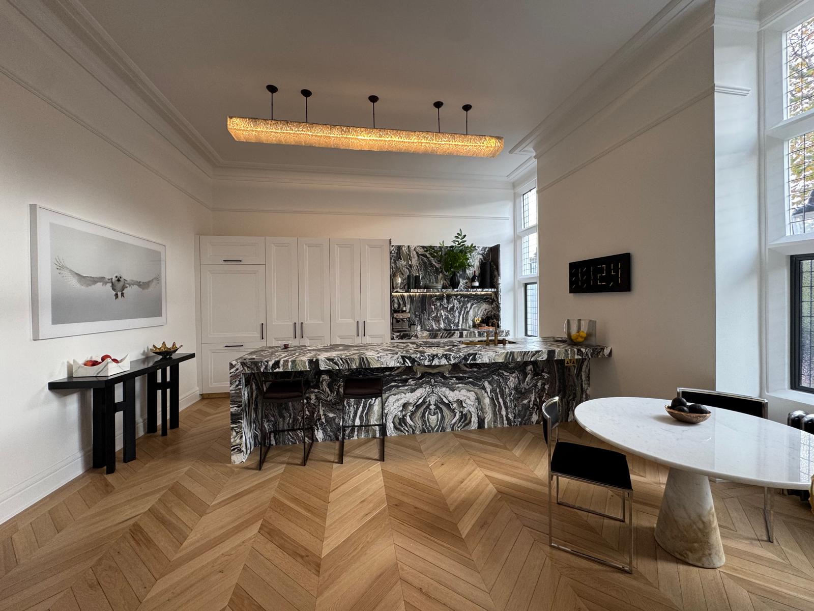 Campden Hill Road kitchen with bespoke marble island